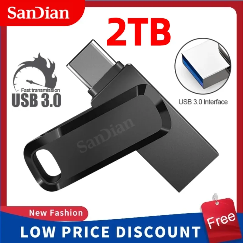 100% Original USB 3.2 Flash Drive High Speed Transfer 2TB Metal Pendrive Flash Disk Pen Drive Memoria Stick For PC Laptop Phone