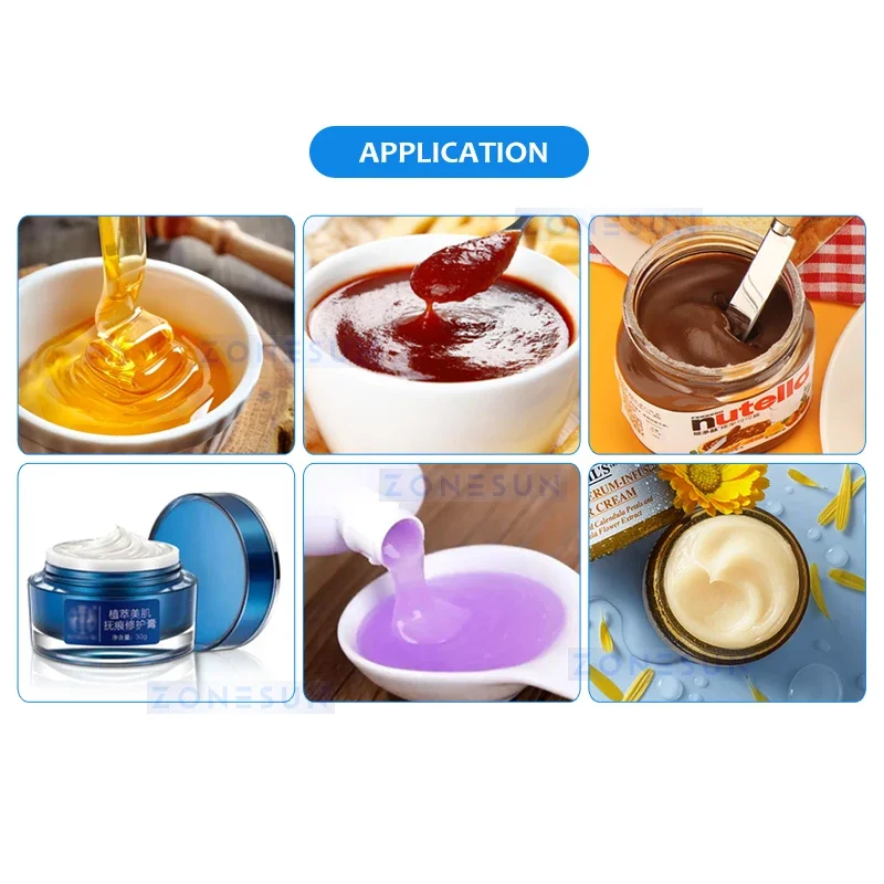 ZONESUN ZS-GTJH2 Automatic Paste Filling Machine with Heater Mixer Double Heads Piston Pump for Cream Honey Lotion Sauce