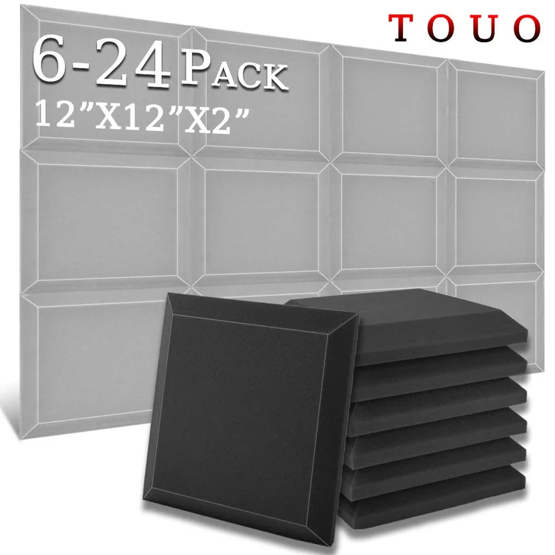 

TOUO 6/12/24 Pcs Acoustic Foam High Density Sound Absorbing Panels Home Studio Acoustic Treatment Ktv Room Wall Soundproofing