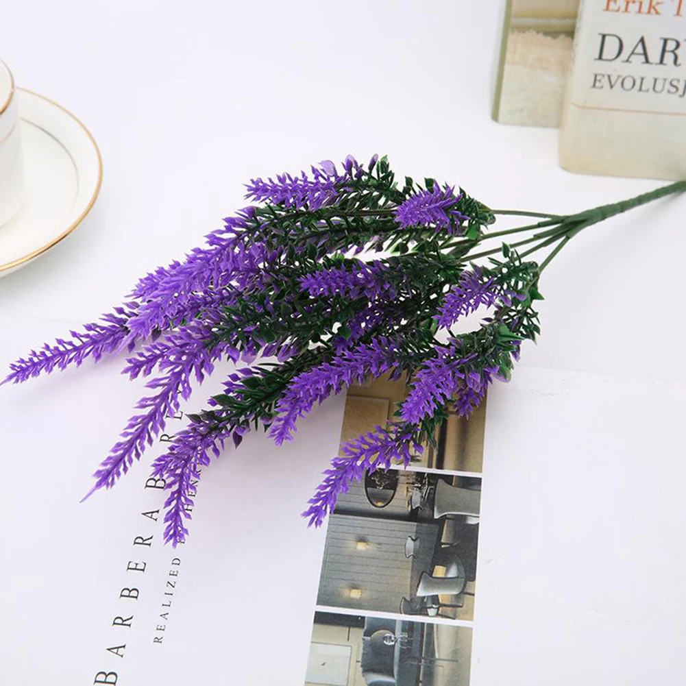 40cm Purple Provence Lavender Artificial Flowers Plastic Fake Plants Bridal Bouquet Indoor Outdoor Wedding Home Garden Decor