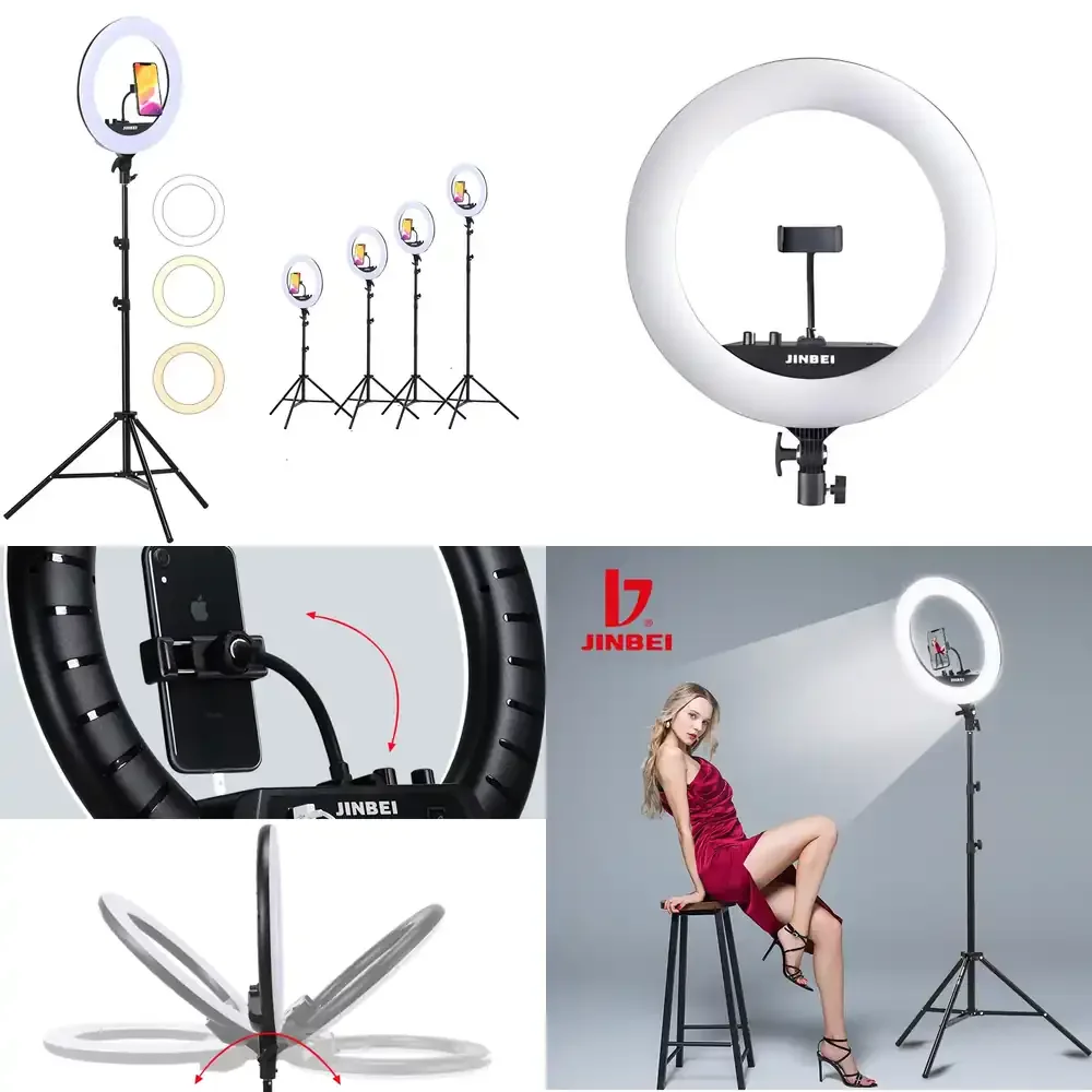 

Hot Selling JINBEI EFR-36 Selfie Light Ring for Live Broadcast Desktop Selfie Brackets LED Ring Light with Cell Phone Holder