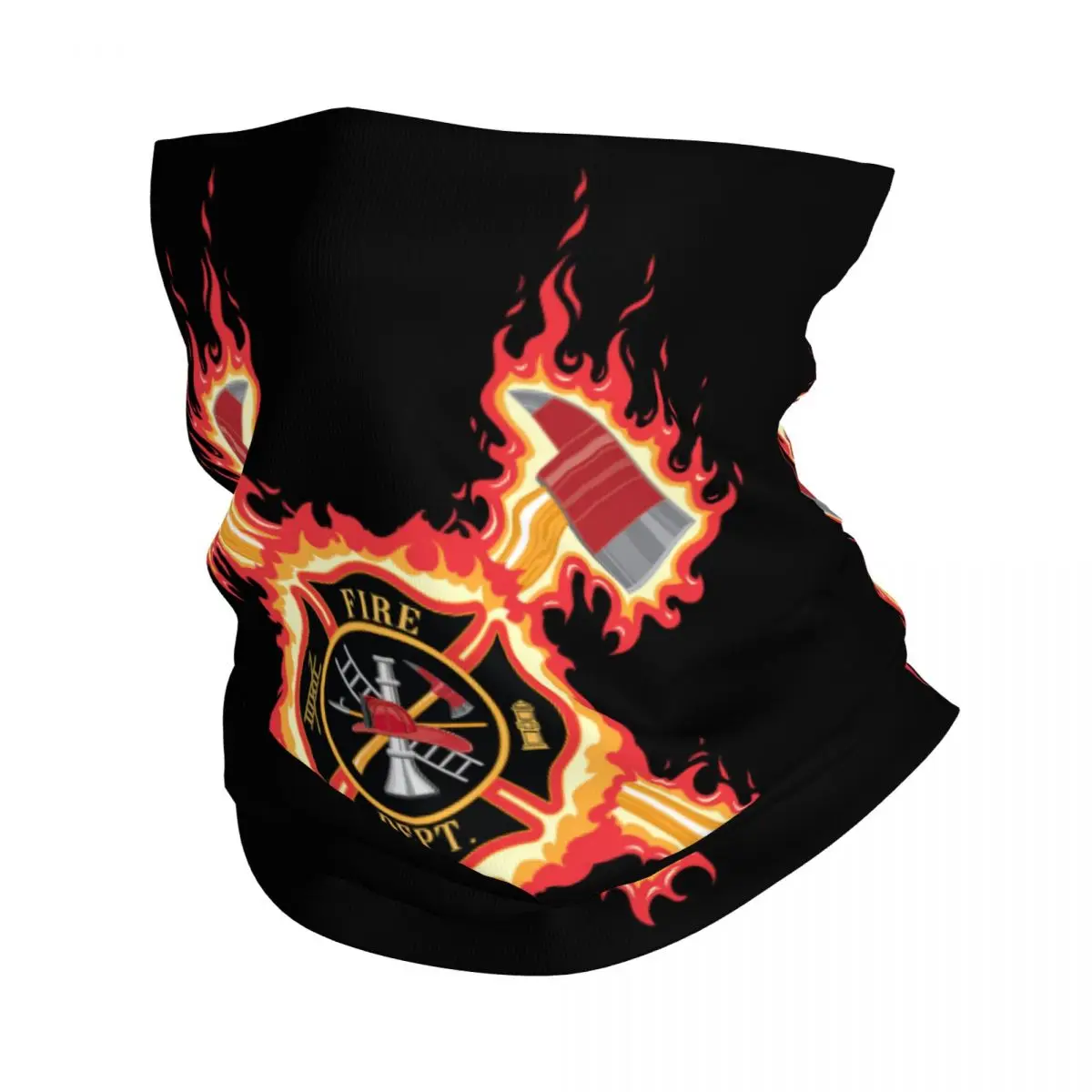 Firefighter Cross With Axes And Flames Bandana Neck Warmer Women Men Winter Ski Hiking Scarf Gaiter Face Cover