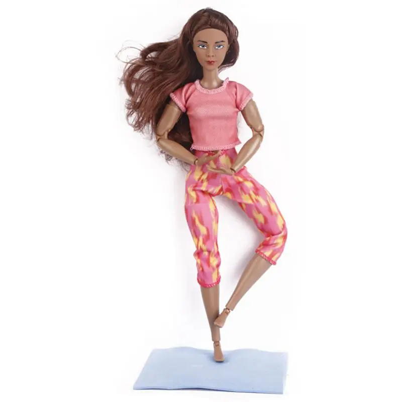 Black Yoga Doll 30cm Female Sport Figure Play House Toy Fashion Mini Wear Clothes Kids Toys For Barbie DIY Baby Birthday Present