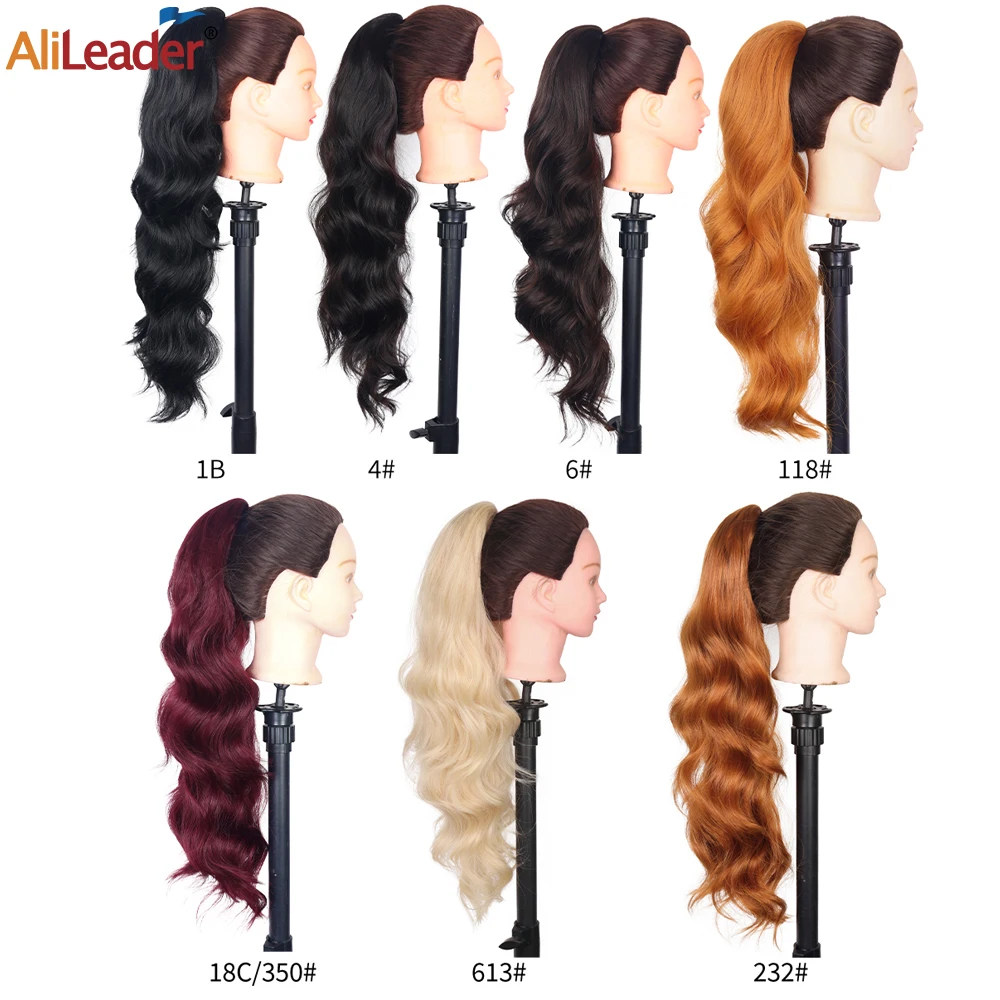 Alileader Synthetic 24 Inch Long Wavy Curly Ponytail Drawstring Ponytail Clip In Hairpiece Black Blonde Ponytail For Women