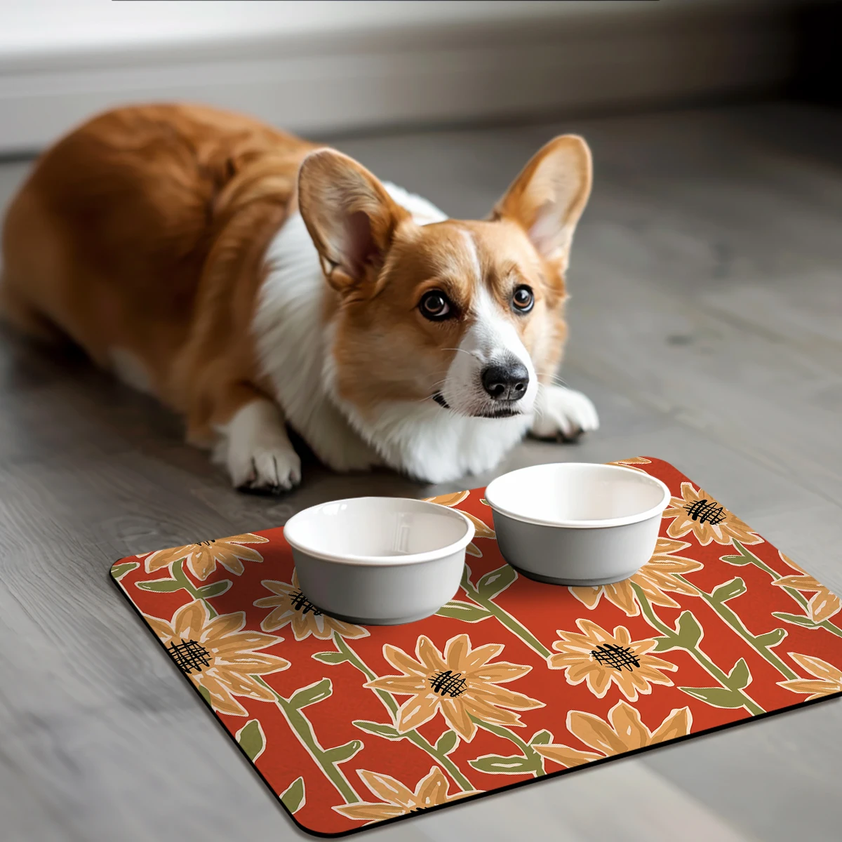 Bohemian Leaf & Floral Pattern Polyester Absorbent Mat - Stylish Decorative Mat for Home, Kitchen and Living Room