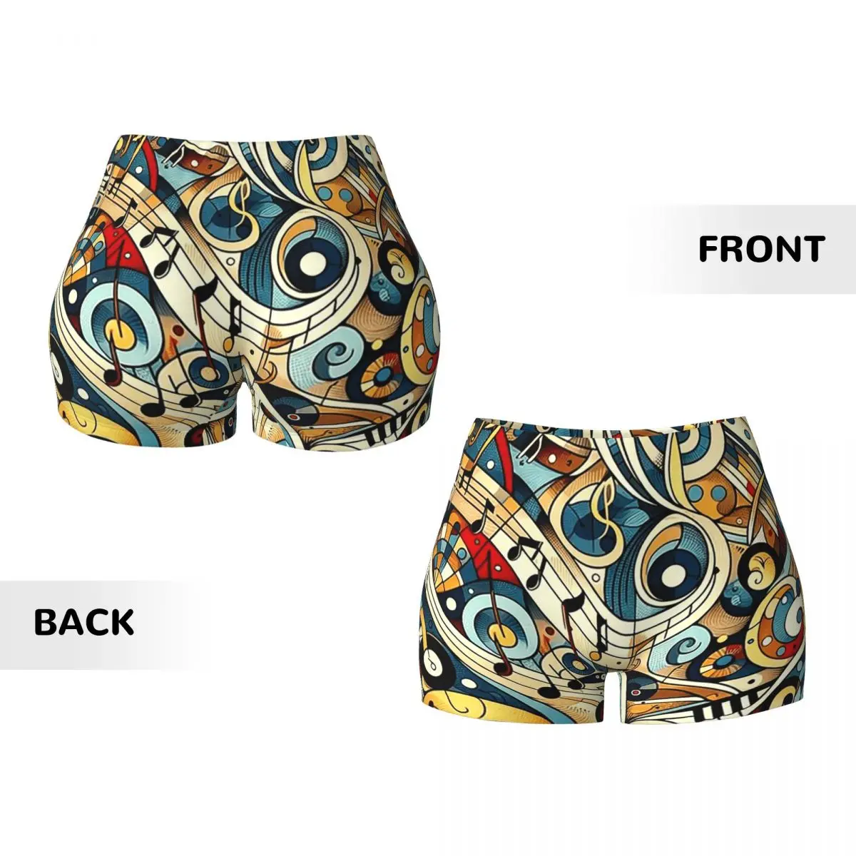 Custom Symphony In Swirls A Musical Note Journey Yoga Shorts Women Gym Workout Running Athletic Volleyball Biker Shorts
