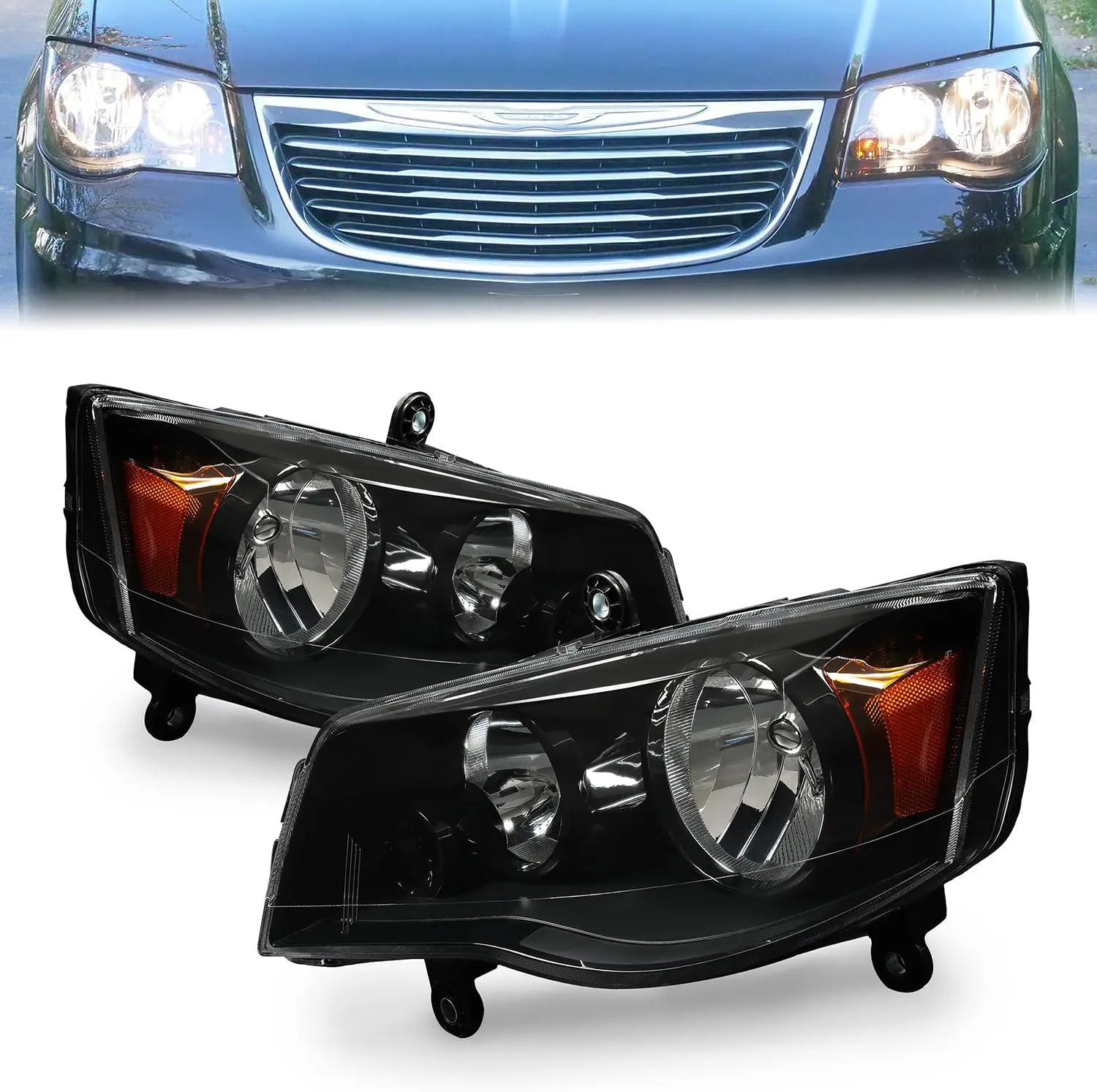 

Пара прозрачных линз для фар, совместимых с Dodge Grand Caravan 2008-2016 Chrysler Town & Country, 4-дверные фонари для фургона 2011-2020 Re