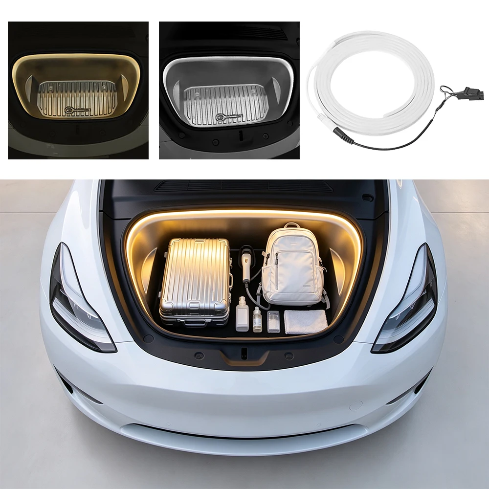 Car Front Trunk LED Interior Ambient Lighting for Tesla Model Y 2021-2024 Model 3 2021-2023 Auto Decorative Light