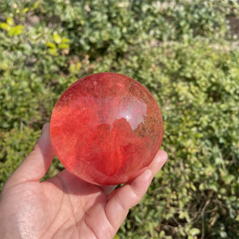 

9.5cm Red QUARTZ CRYSTAL SPHERE BALL