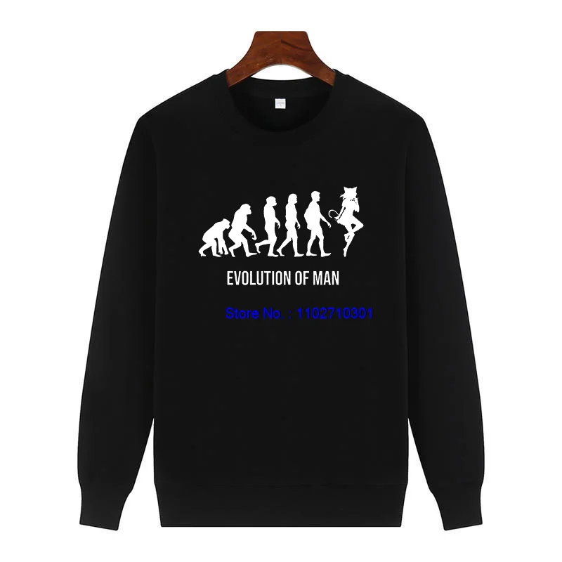 Men's March of Progress Funny Anime Neko Catgirl Printed Crew Neck Fleece Pullover Sweatshirt Winter Fashion Sweatshirt