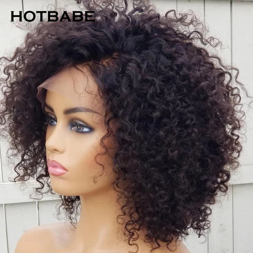 Perruque Lace Front Wig Remy Brésilienne Naturelle, Cheveux Crépus Bouclés, Afro, HD, 13x6