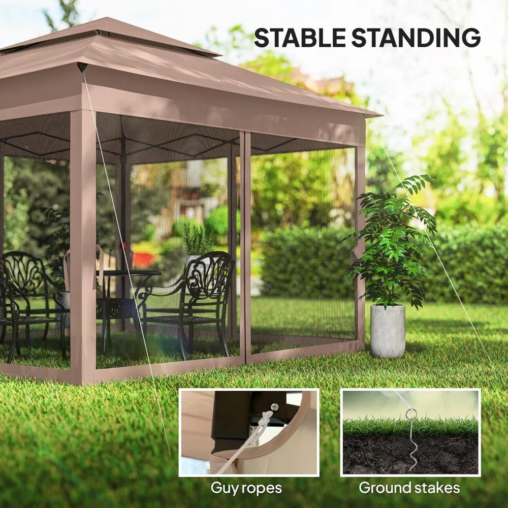 

11' x 11' Pop Up Canopy, Outdoor Patio Gazebo Shelter with Removable Zipper Netting, Instant Event Tent w/ 114, Customized