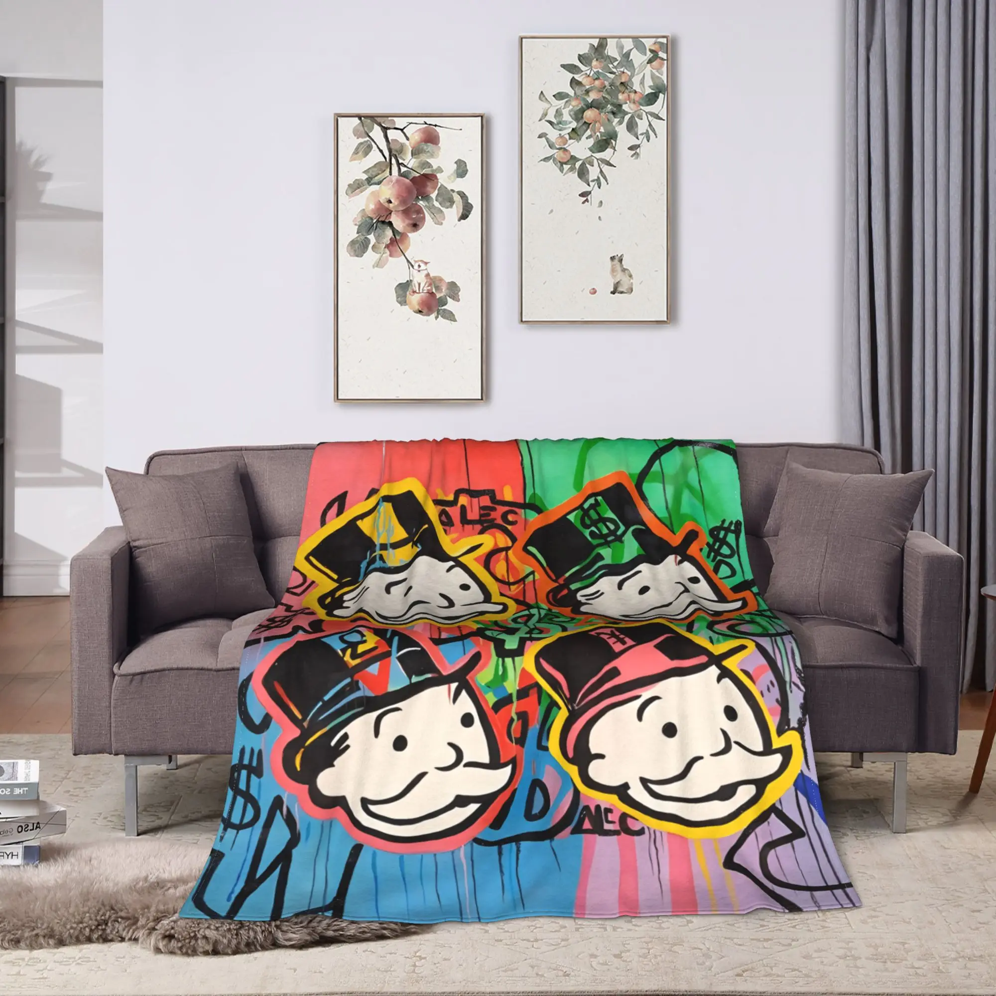 Monopolys Money Dance Blanket  Soft Warm Fashion Plush Throw Blanket For Outdoor Travel Office Flannel Bedspread Bed Cover