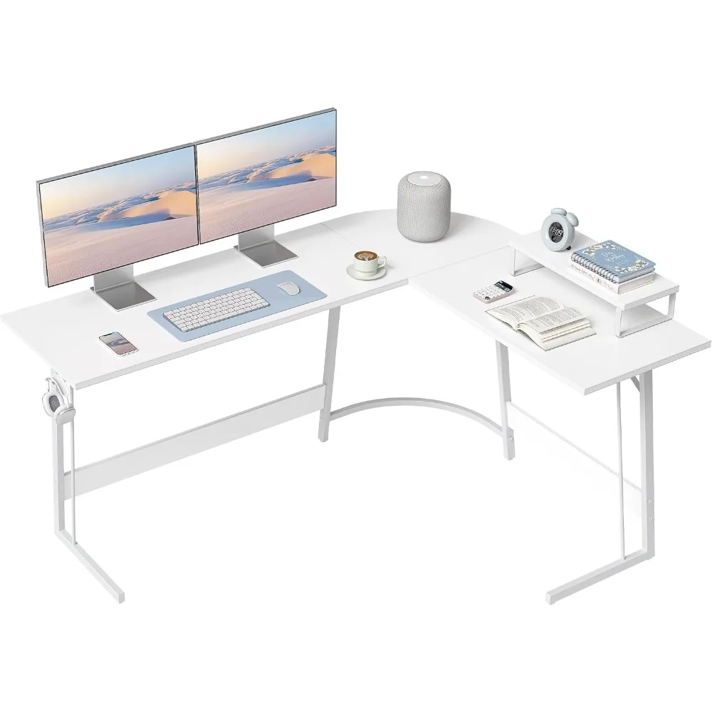 

L Shaped Gaming Desk Computer Office Desk, 59 inch Corner Desk with Large Monitor Stand for Home Office Study Writing Workstati