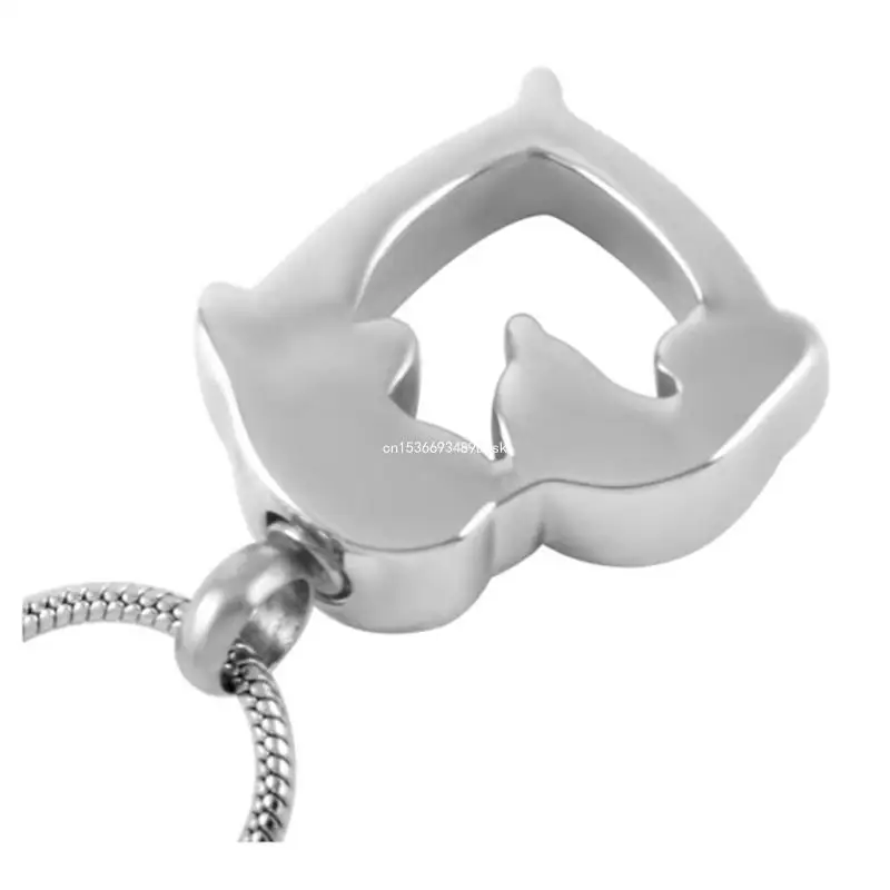 Dolphin Love Heart จี้สร้อยคอ Cremation Urn เครื่องประดับผู้ถือขี้เถ้าสร้อยคอ
