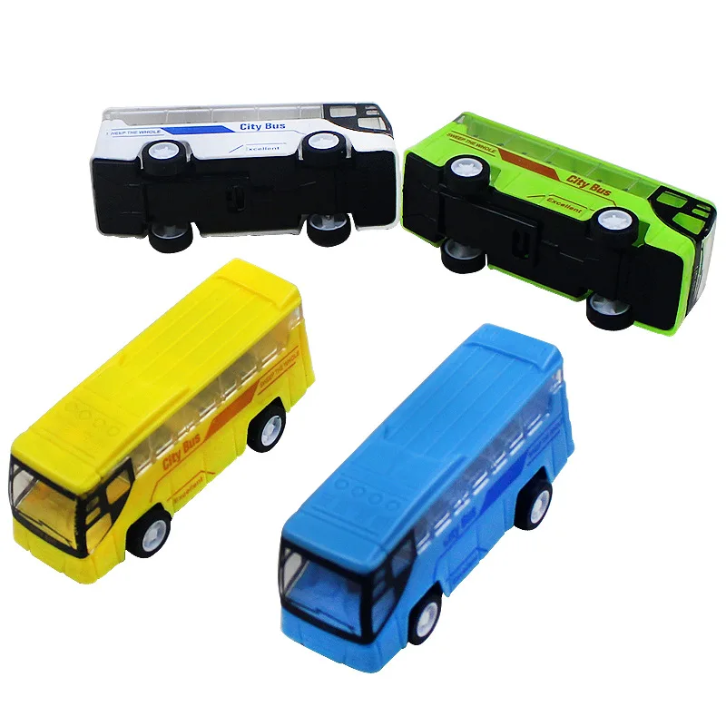 Children's Boys Pull Back Car Toys Simulation Mini Plastic City Bus Car Toy Model Kids Puzzle Toys Boys Interactive Toys