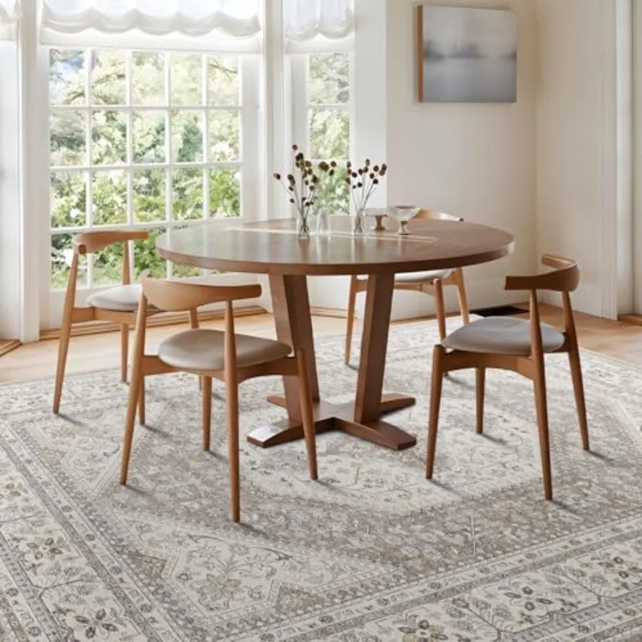 

Washable 10x14 Area Rug Large Rug for Living Room Stain Resistant Low Pile Carpet Vintage Oriental Rug for Bedroom with Non Sli