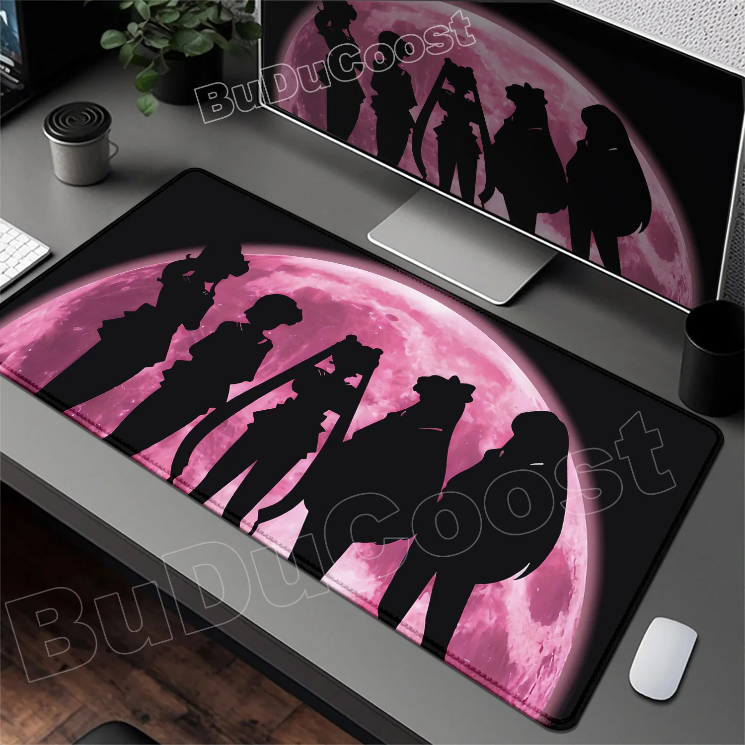 Pretty Pink Desk Mat Anime Sailor Moon Mouse Pad Pc Gamer Non-slip HD Gaming Keyboard Office Accessories Girl Mice Mats Carpet