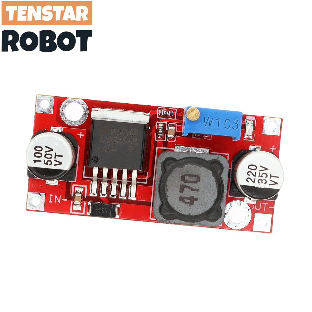 TENSTAR 4pcs LM2596 Power Converter Step Down Module Red Board DC-DC 1.5V-35V Adjustable Power Supply 3.3V/5V/12V LM2596S-ADJ