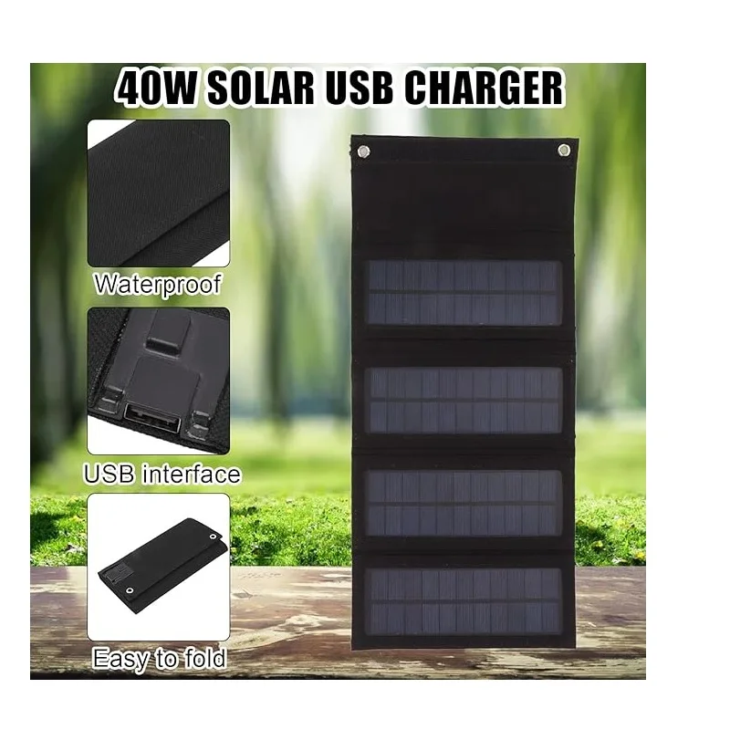 Faltbares Solarpanel, 45 W, tragbare Falttasche, USB + DC-Ausgang, Ladegerät, Outdoor-Stromversorgung für Camping-Stromgenerator