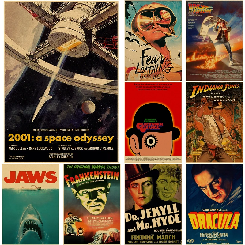 Old Movie Posters Classic Film Jaws Retro Kraft Paper Vintage Room Home Bar Cafe Decor Gift Print Aesthetic Art Wall Paintings