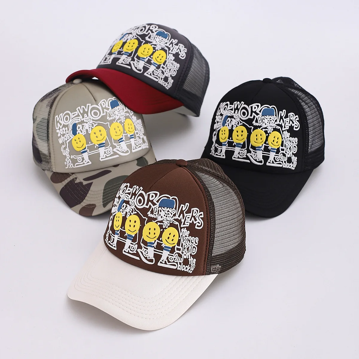 2026 KAPITAL Alphabet Smile Printed Breathable Hat Baseball Hat MZ300