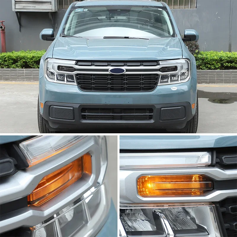 ABS Black For Ford Maverick 2022-2024 Car Front Double Flash Signal Light Protective Cover Car Exterior Decoration Accessories
