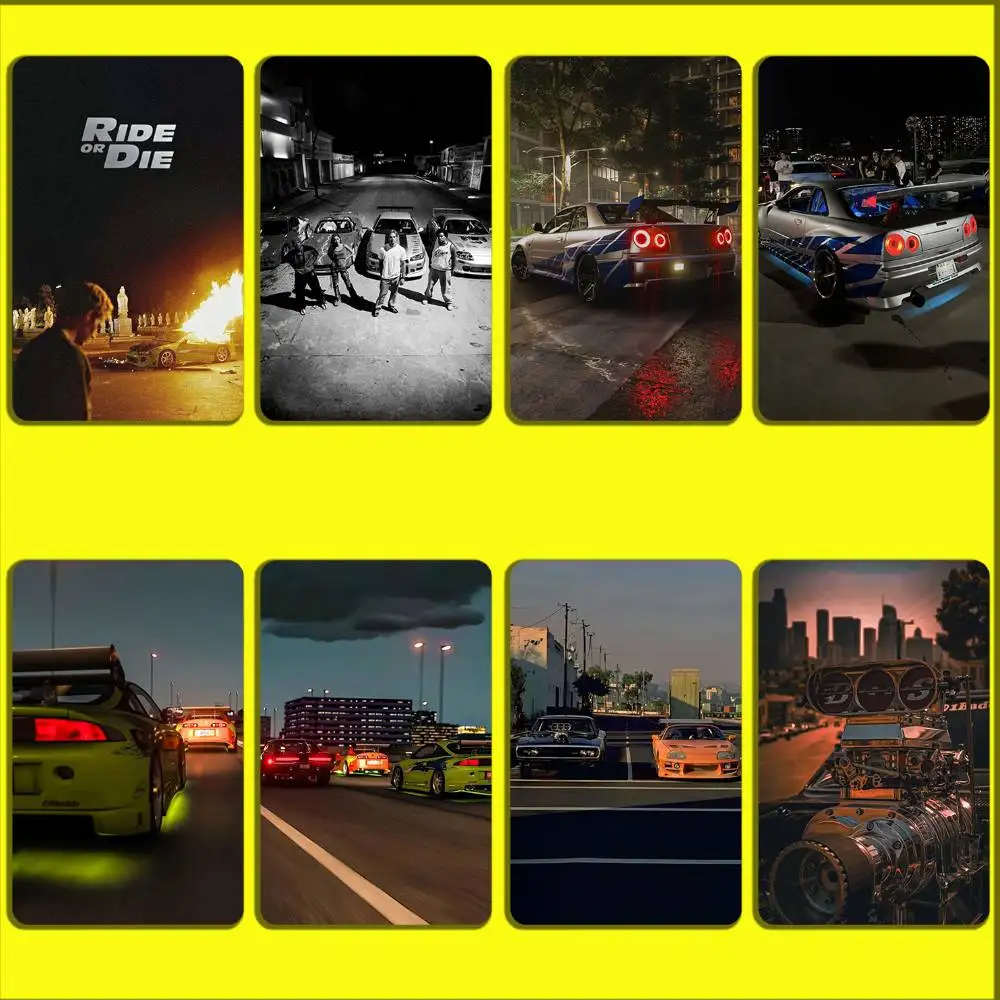 

Car F-Fast F-Furious Card Stickers For Debit Bank Credit Cards Metro Bus Pass Sticker Decoration Cover 4PCS Card Skin