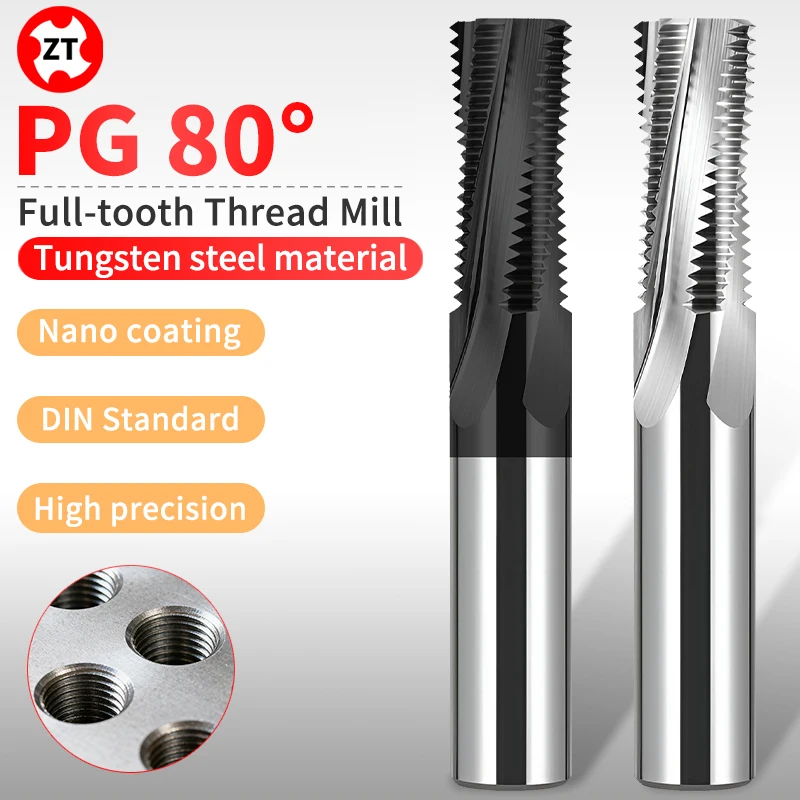 

ZUANTONG DIN Standard PG 80° Full Thread Milling cutter Carbide Tungsten Steel PG7 9 11 13.5 16 21 29 36 42 48 mills cut