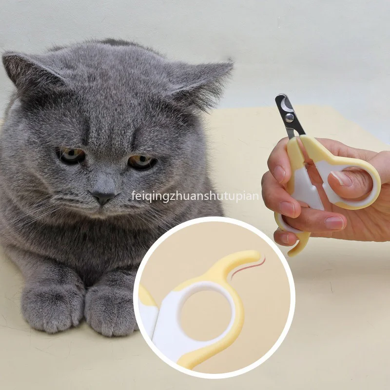 

Non-Slip Handle Cut Cat Nail Clipper Scissors Metal Half-Moon-Shaped Finger Hook Design Suitable for Small Animals Pet Supplies