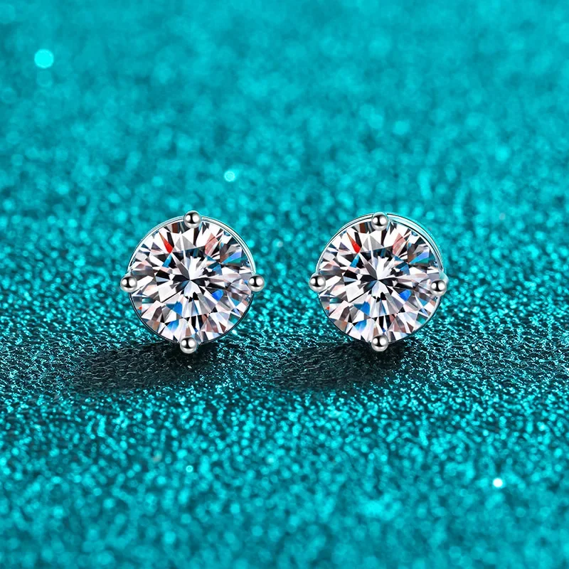 

Luxury Platinum Pt950 Stud Earrings Simple Four Claw Screw Section 0.6-4 Carat Moissanite Diamond Sparkling Wedding Jewelry Gift