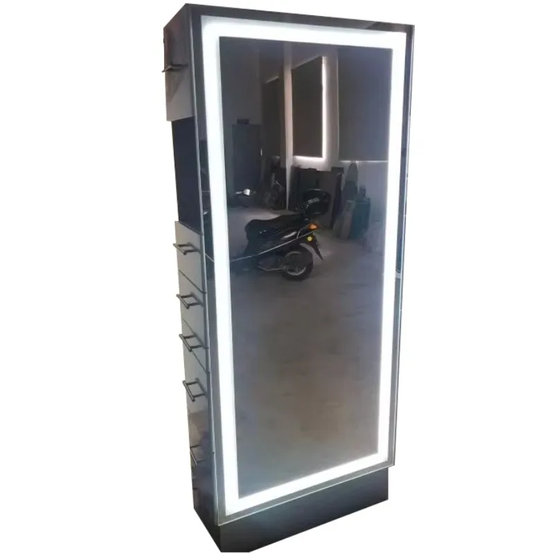 2020 Franse stijl zilveren kapperszaak stylingstation Haarspiegel stylingstation met tv en led 5 jaar garantie