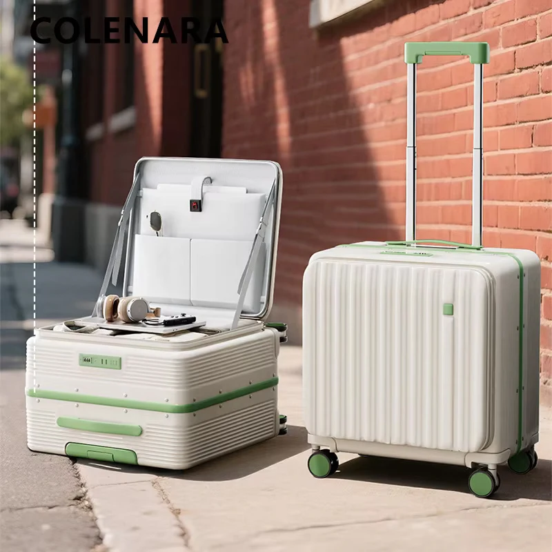 COLENARA Travel Luggage Front Opening Laptop Boarding Case USB Charging Trolley Case 18