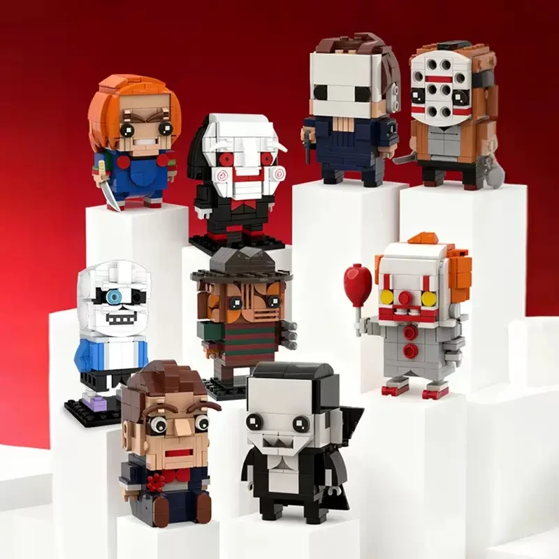Big Head Brick Figures Game Characters Mini Bricks DIY Building Blocks Desktop Ornament Toy Gift for Kids Boys Birthday