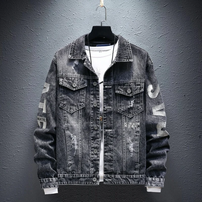 

2023 New Trend Autumn Spring and Summer Denim Jacket Handsome Personality Men's Denim Jacket Trendy Men's Exclusive Jacket