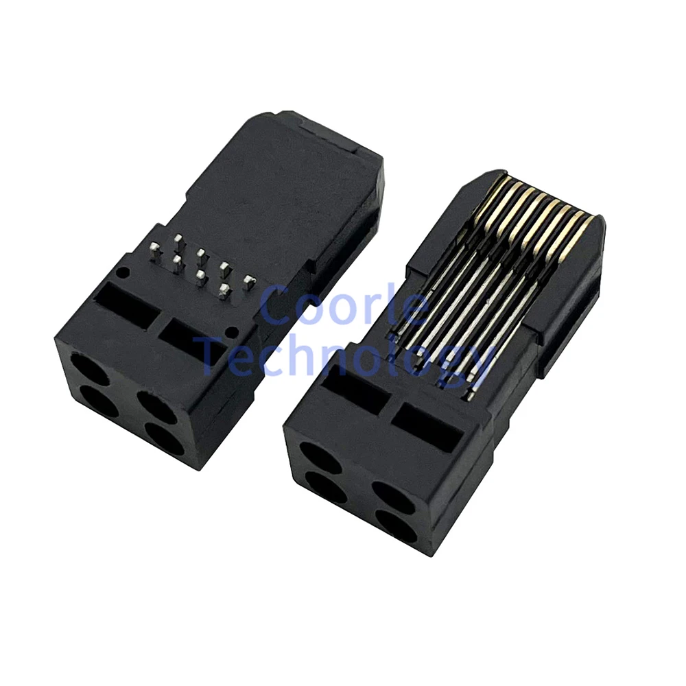 2PCS RJ45 connector PCB Board male DIP plug-in 90 degrees Black 8P8C Long body