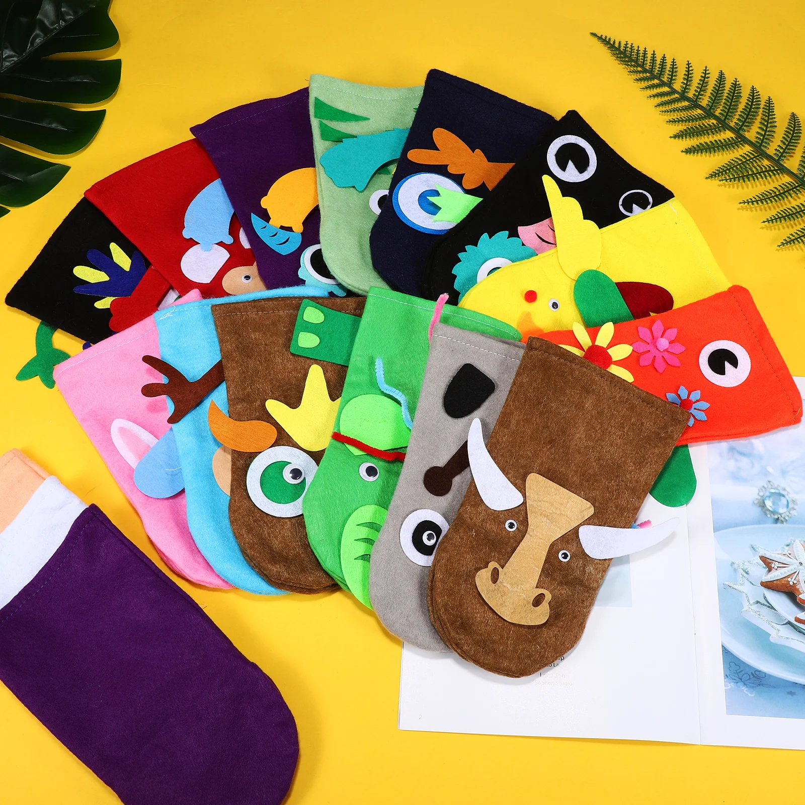 

Hand Puppet Kit Puppets with Movable Mouth Diy of Sock Finger for Kids Felt Cloth Toys