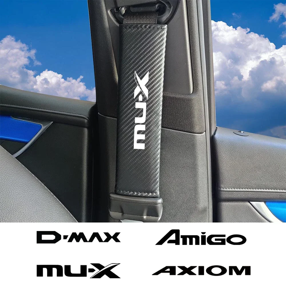 Carbon Fiber Car Seat Belt Cover Pads For Isuzu AMIGO Axiom D-MAX MU-X Panther Pickup Truck Rodeo 4WD Wasp VGS 4X4 Accessories