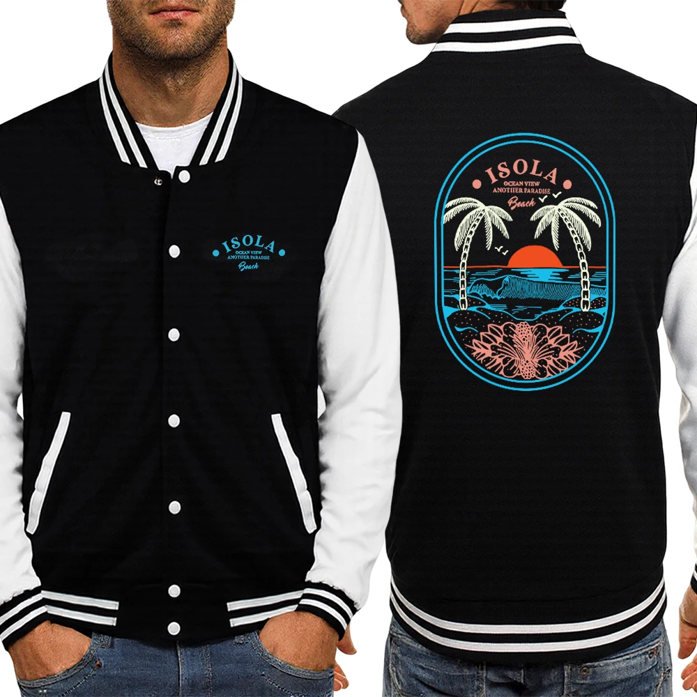 

Isola Beach Blue Word Prints Пара Бейсбольная куртка Базовая утолщенная одежда Мягкая универсальная форма Дышащие куртки в стиле хип-хоп