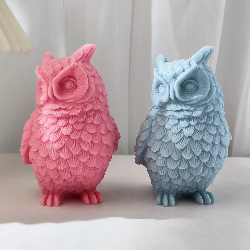 Large Standing Owl Silicone Candle Mold DIY Cartoon Animal Soap Aromatherapy Plaster Resin Making Tools Home Decoration Crafts