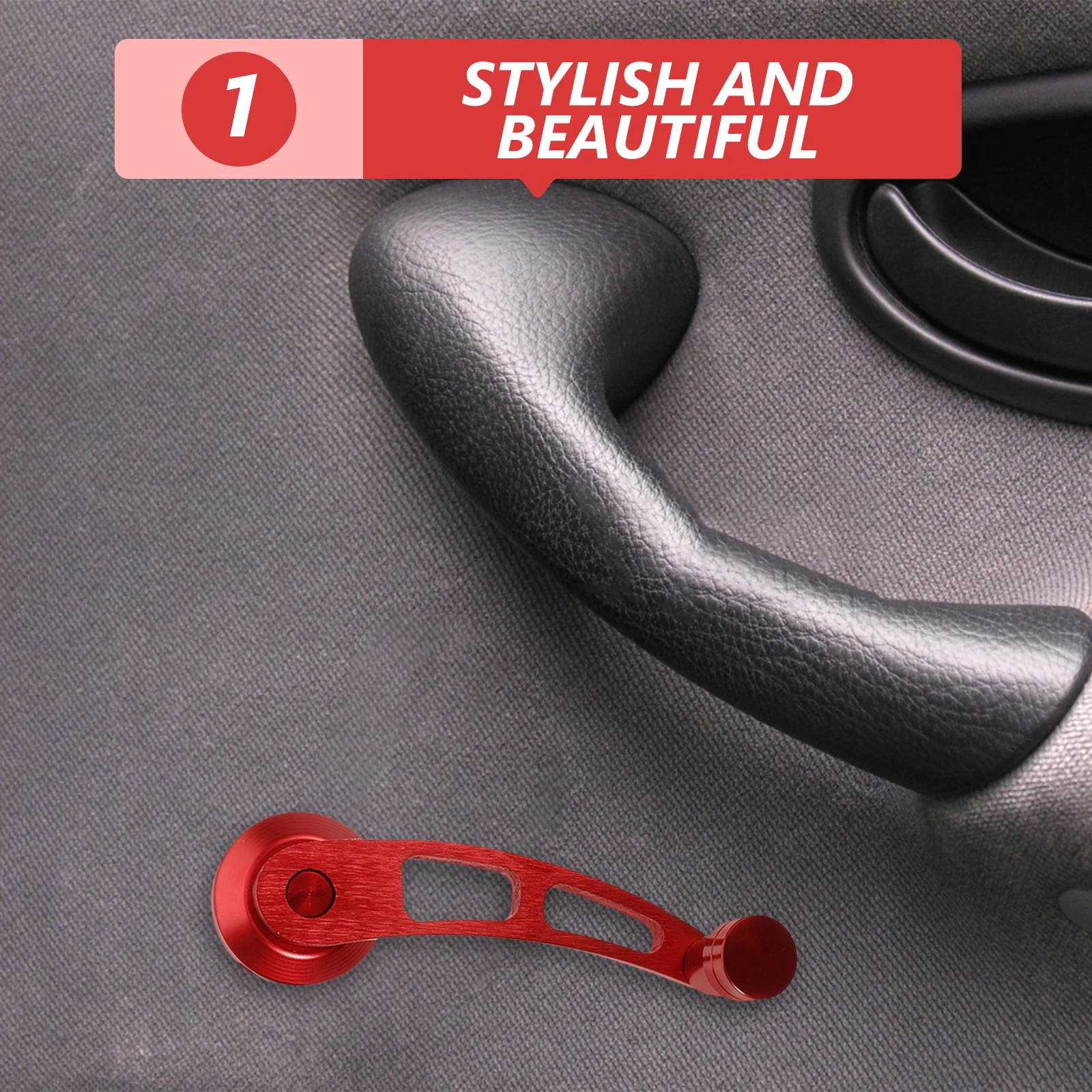 

1 Set Crank Handle Aluminum Alloy Universal Replacement Manual Window Lever Durable Comfortable Grip Interior Accessory Car