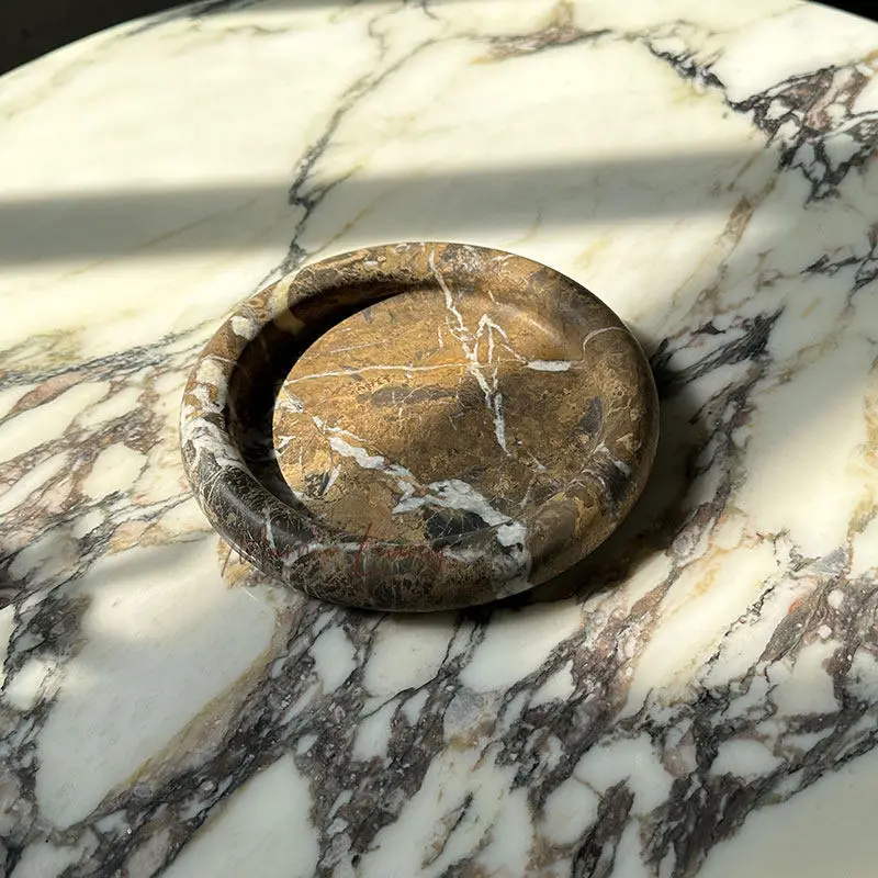 

Nordic Ins Calacatta Viola Portoro Natural Marble Tray Designer Art Ornament Storage Plate High End Travertine Aroma Tray