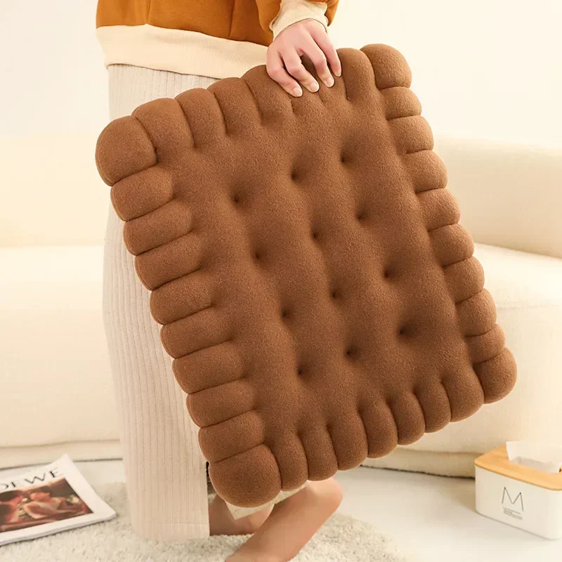 Biscuit Shape Plush Cushion Soft Creative Pillow Chair Seat Pad Decorative Cookie Japanese Tatami Back Cushion Sofa Pillows