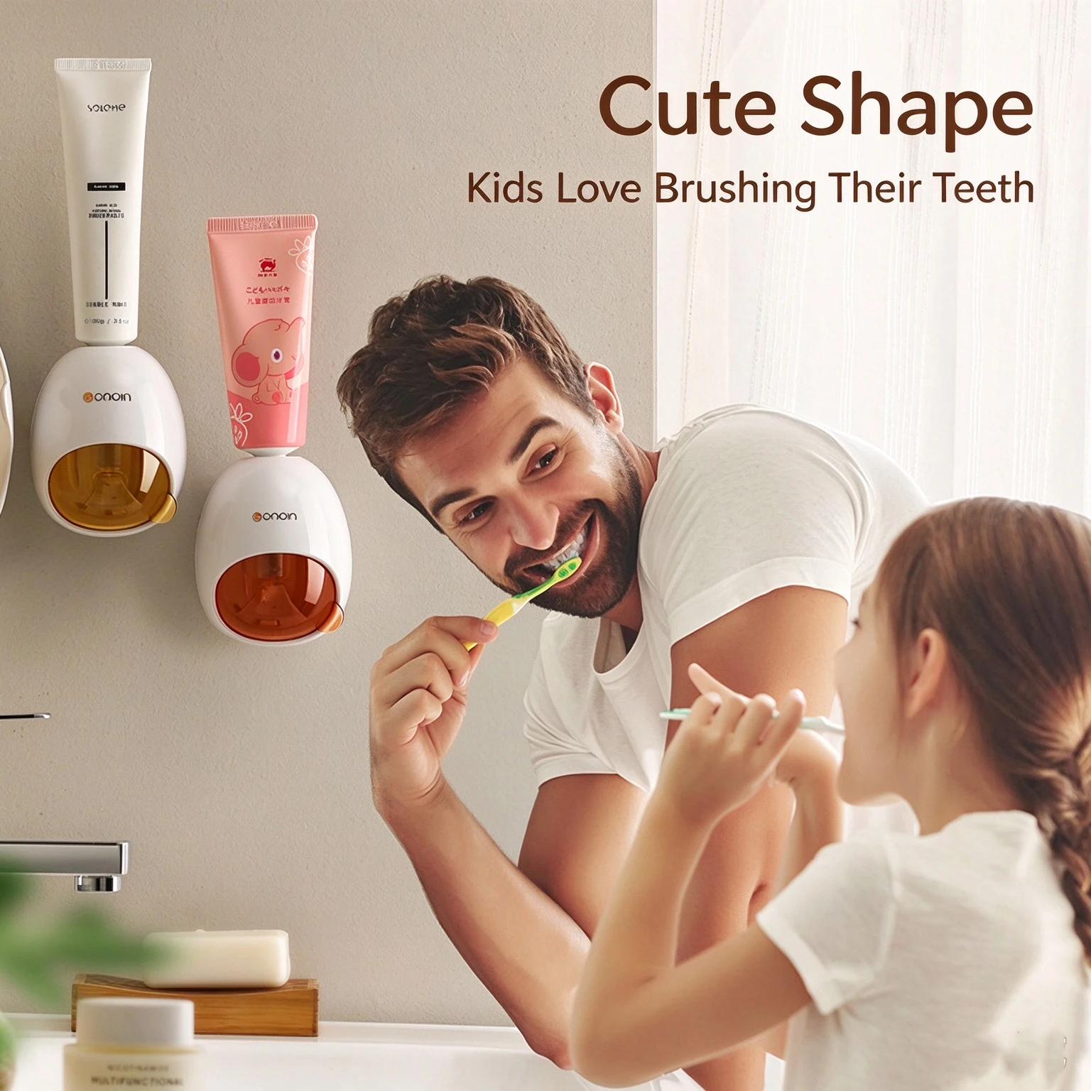 Egg Shape Automatic Toothpaste Dispenser Wall Mount No Punch Toothpaste Squeezer Removable Washable Cute Toothpaste Holder Adult