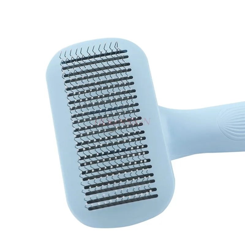 One click automatic hair removal comb, self-cleaning stainless steel needle comb, pet hair removal and cleaning brush