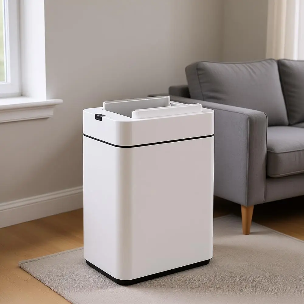 

Умное мусорное ведро для ванной комнаты с крышкой, 2,6 галлона, тонкое, с датчиком движения, автоматическое, из нержавеющей стали