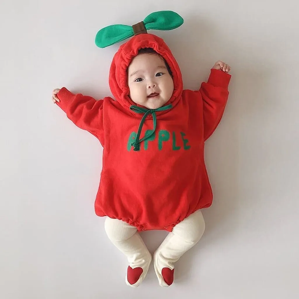 2024 Spring Toddler Boys Girls Romper Cotton Printed Letters Bowknot Hoodies Jumpsuit Drawstring Long Sleeves Baby Outfits