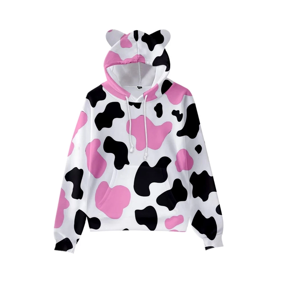 2 to 14 years kids hoodies Black White Cow print hoodie sweatshirt boys girls harajuku cartoon jacket coat teen clothes