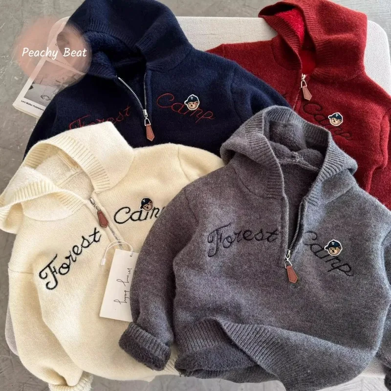 موضة طفلة الصبي مقنعين هوديي الصوف داخل الرضع طفل رضيع سميكة البلوز ربيع الخريف ملابس الطفل غير رسمية 1-10Y #1