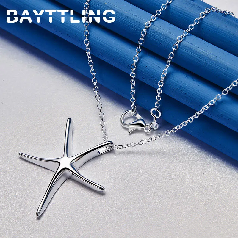 

New 925 Sterling Silver 16-30 Inches Simple Star Necklace For Women Men Wedding Party Gifts Temperament Fashion Jewelry